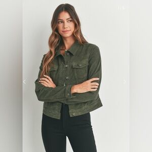 JUST USA - Dark Olive Rustic Corduroy Jacket with bronze hardware Junior…